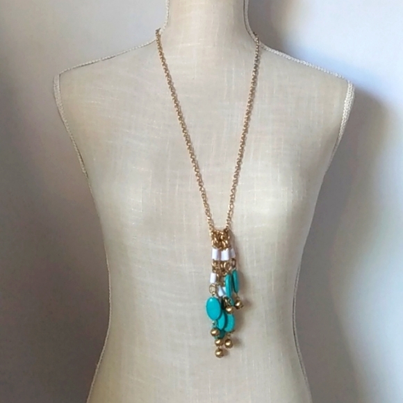 LILLY PULITZER TURQUOISE NECKLACE Long Dangle 30" - Picture 6 of 6